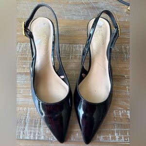 Franco Sarto Glossy Black Slingback Heels